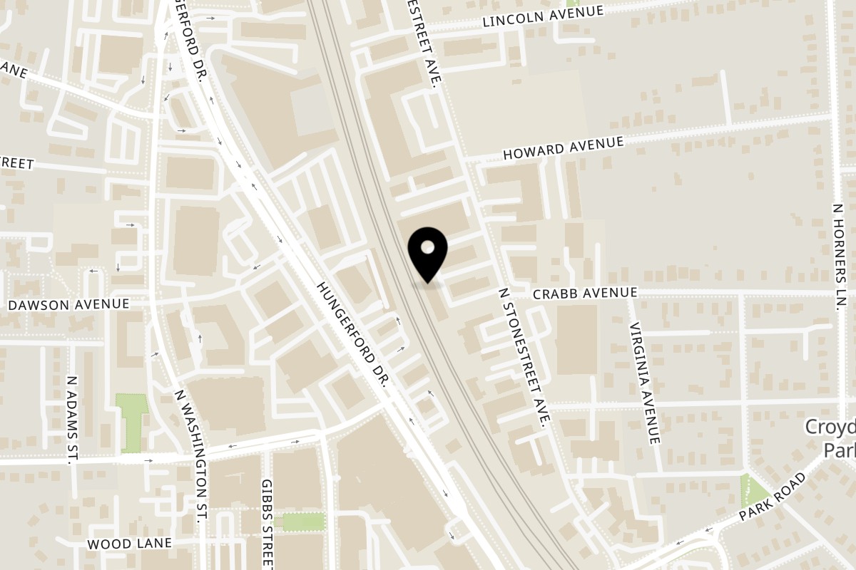 Map showing the location of Corned Beef King on 330 N Stonestreet Ave in Rockville